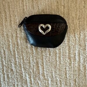 Brighton Black and Brown Coin Purse with Silver Heart Accent